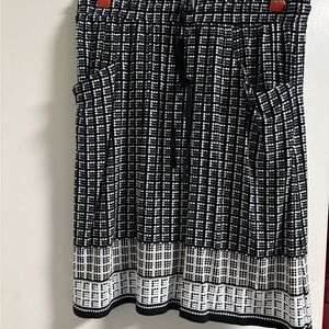 Max Studio Black and White Checkered A-Line Skirt